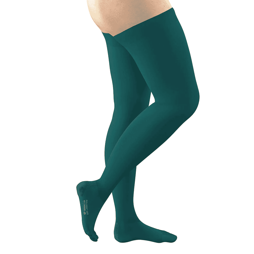 fitlegs open toe compression stockings teal