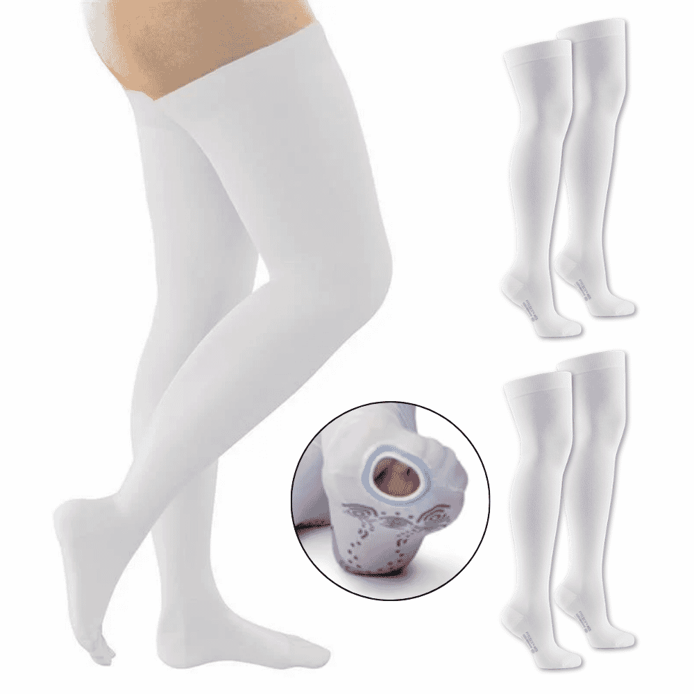 fitlegs open toe compression stockings with grip soles white 3 pairs