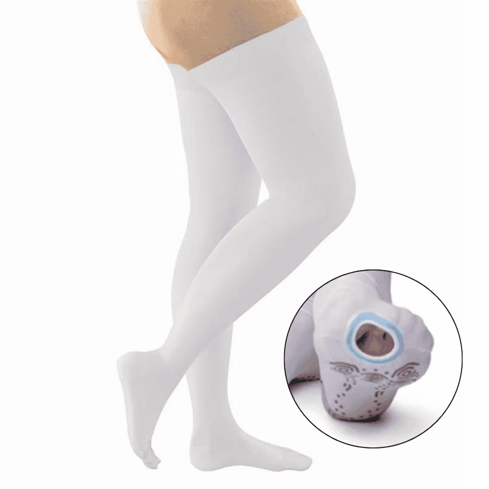 fitlegs open toe compression stockings with grip soles white