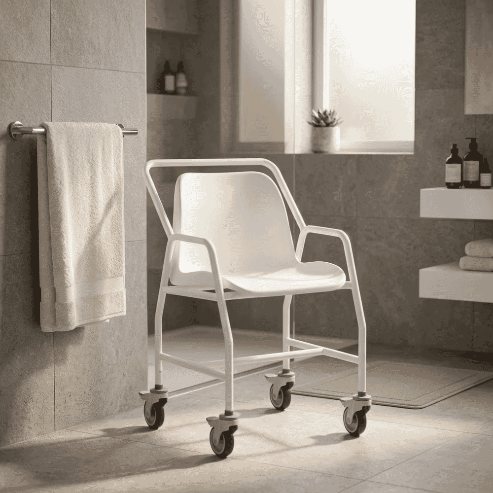 fixed height mobile shower chair lifestyle