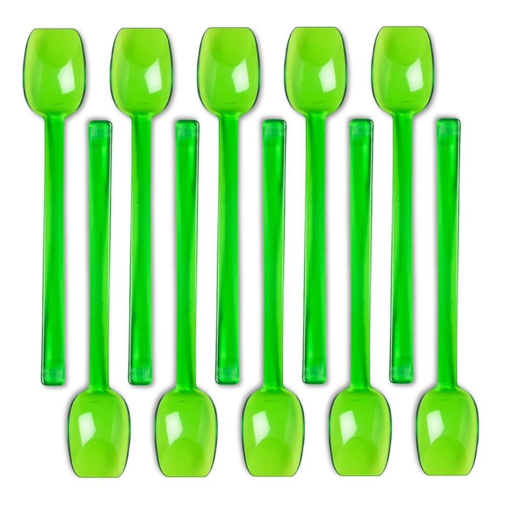 flat edge spoon green pack of 10