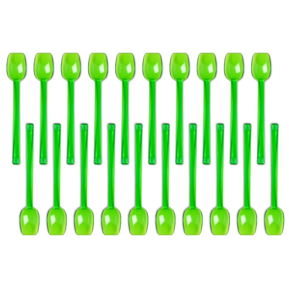 flat edge spoon green pack of 20