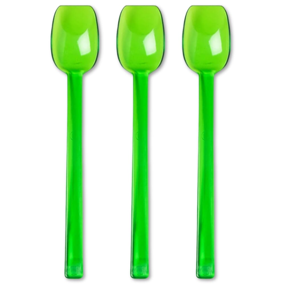 flat edge spoon green pack of 3