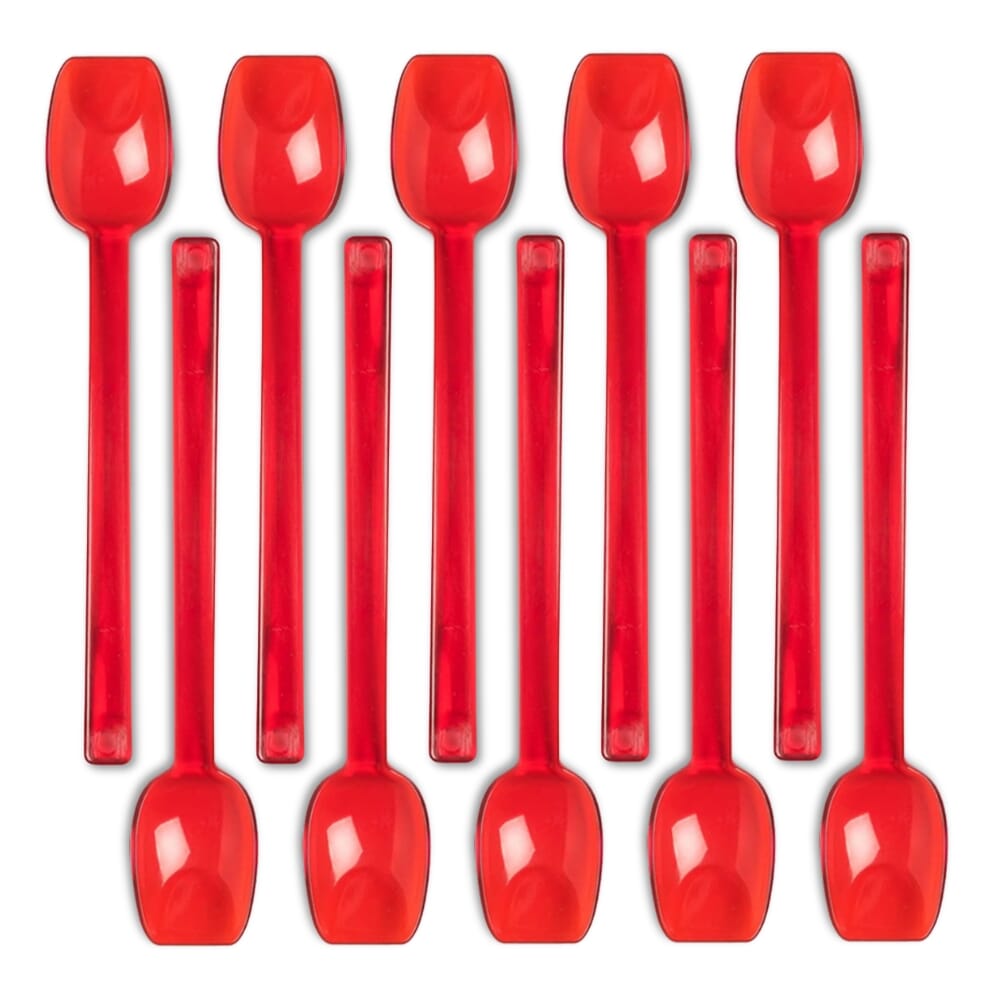 flat edge spoon red pack of 10