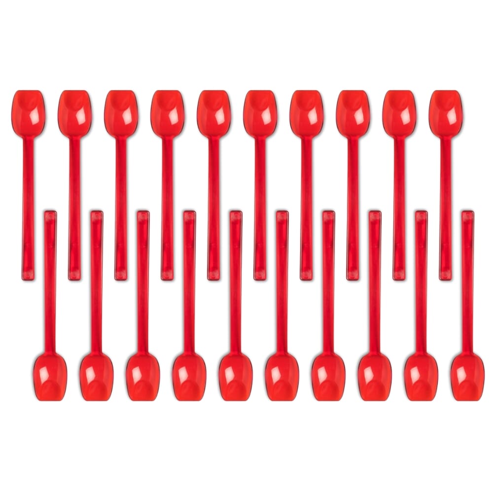 Flat Edge Spoon Red Pack of 20
