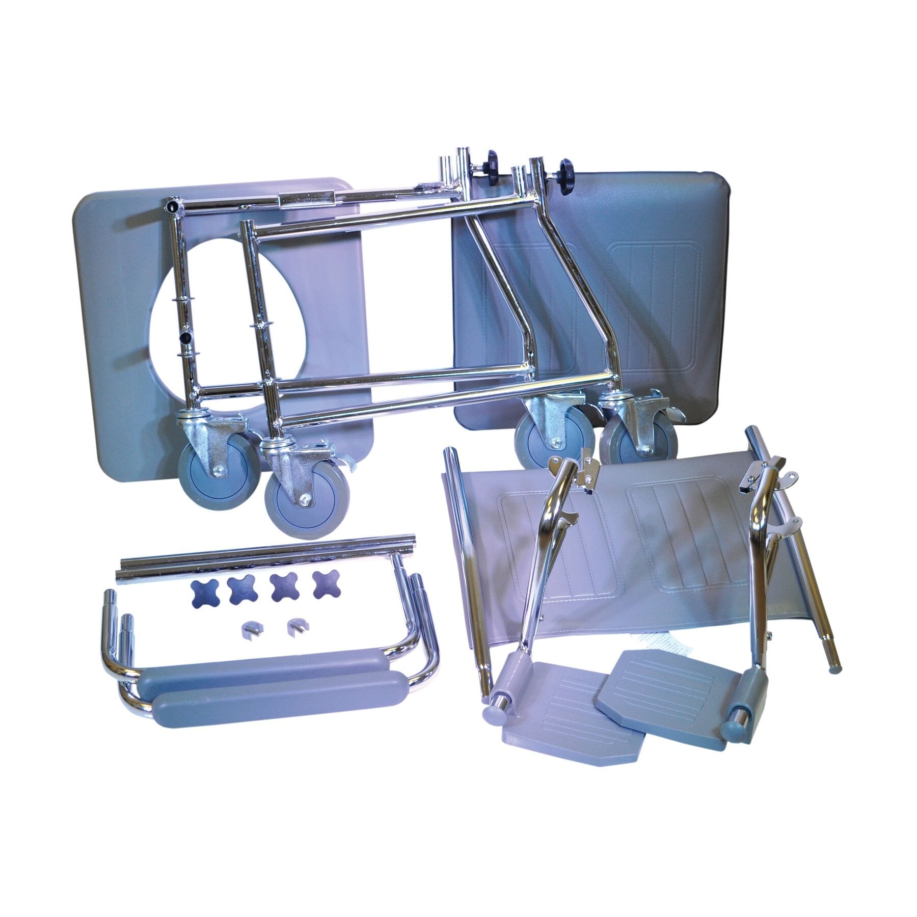 flat packed linton mobile wheeled commode