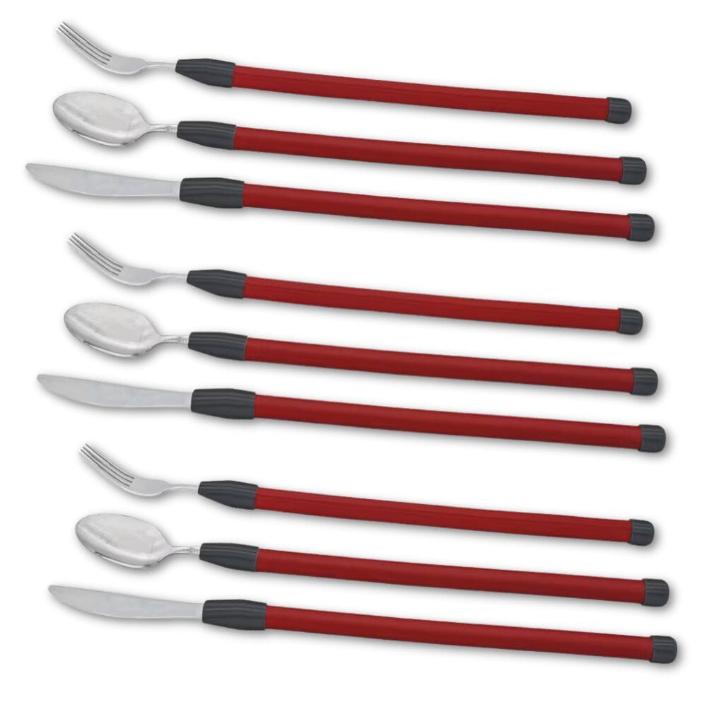 flexible cutlery set red pack of 3