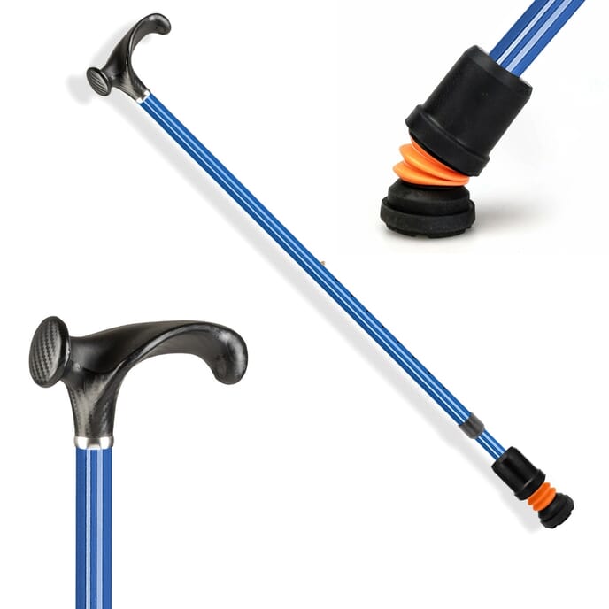 flexyfoot arthritic grip handle walking stick blue left