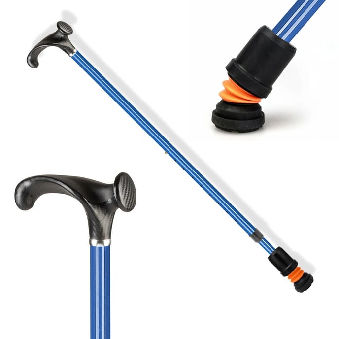 flexyfoot arthritic grip handle walking stick blue right