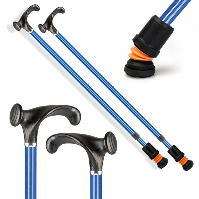 flexyfoot arthritic grip handle walking stick blue