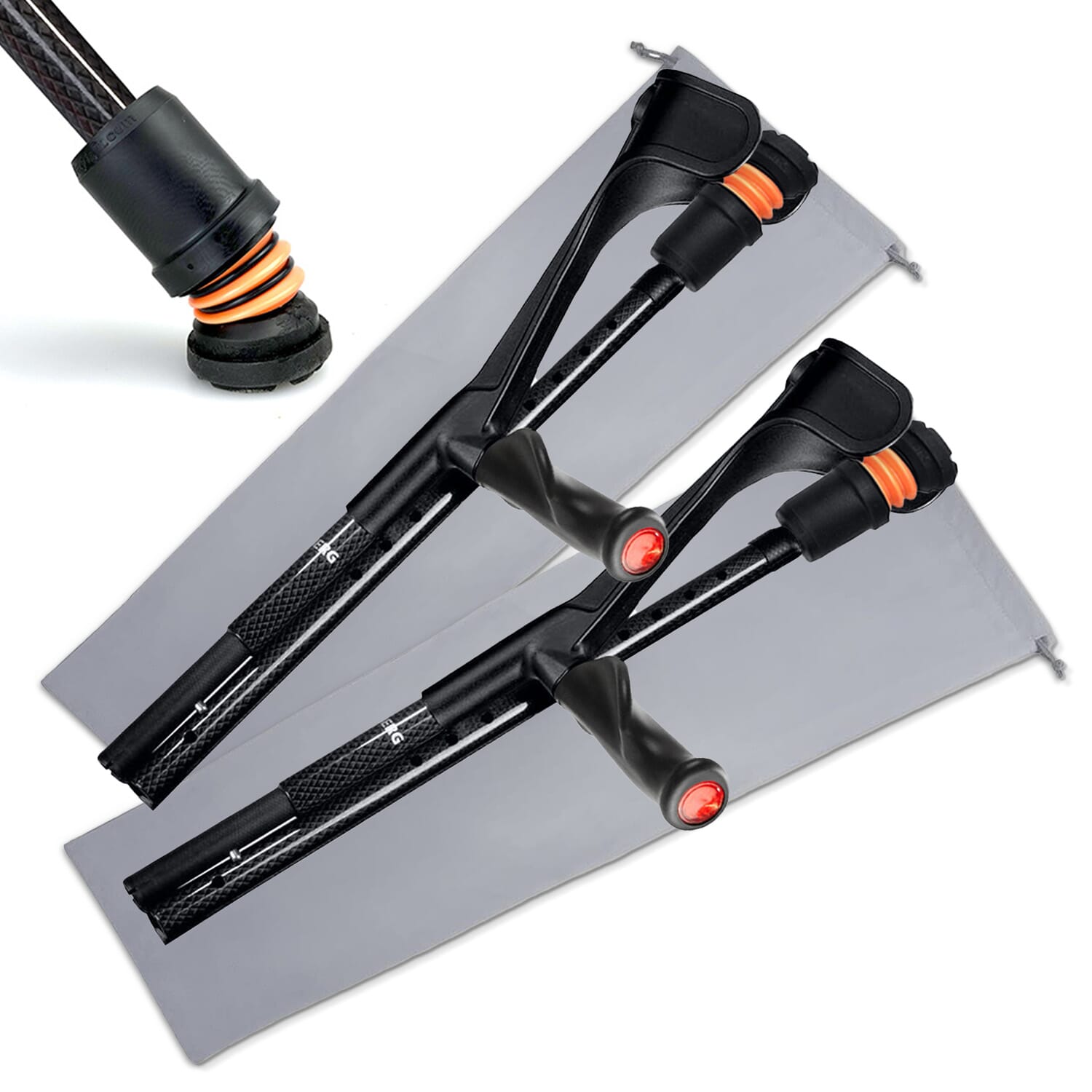 View Flexyfoot Carbon Fibre Comfort Grip Folding Crutches Black Pair information