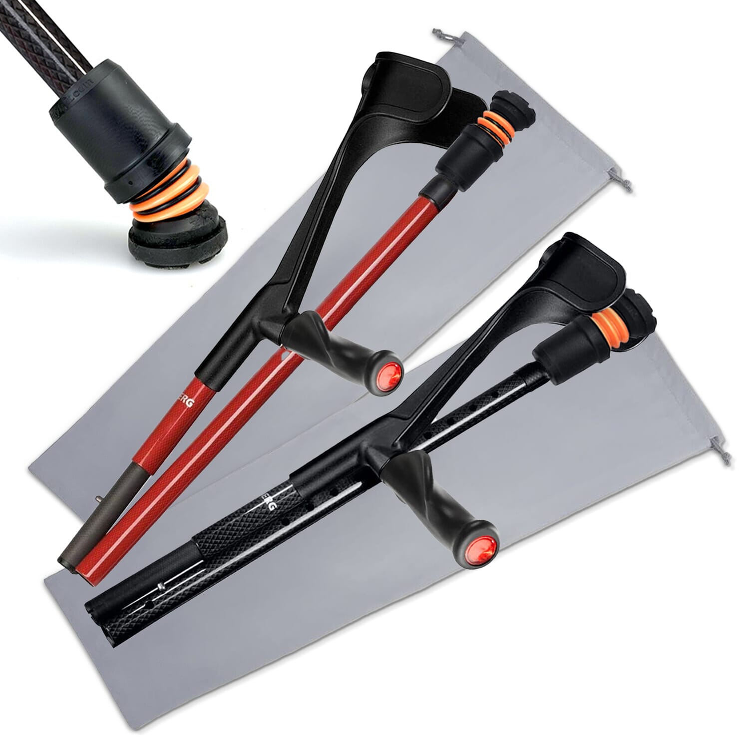 Flexyfoot Carbon Fibre Comfort Grip Folding Crutches