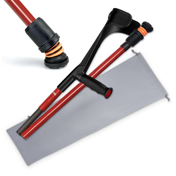 flexyfoot carbon fibre folding crutches red single