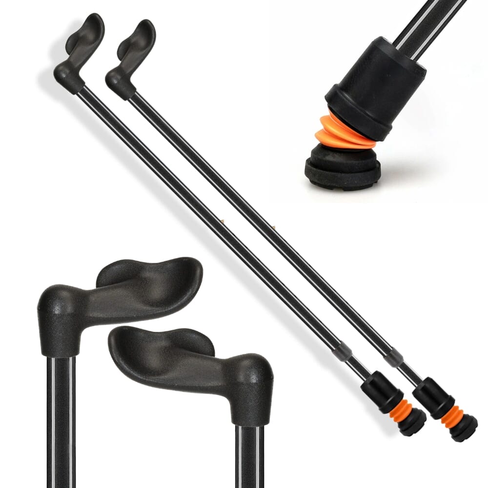 Flexyfoot Comfort Fischer Handle Walking Stick - Black