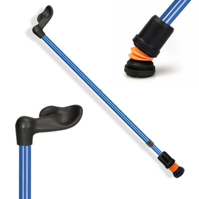 Flexyfoot Comfort Fischer Handle Walking Stick - Blue