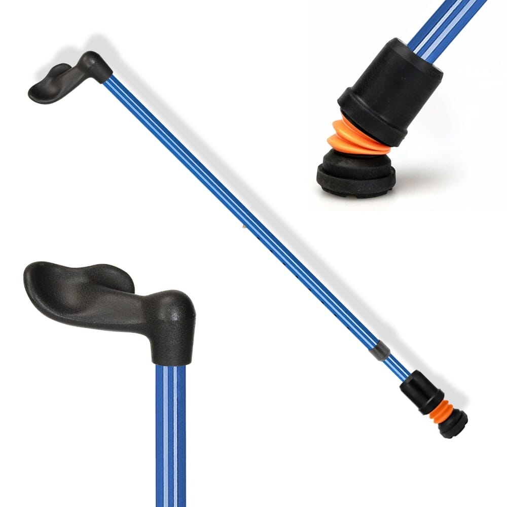 View Flexyfoot Comfort Fischer Handle Walking Stick Blue Right information