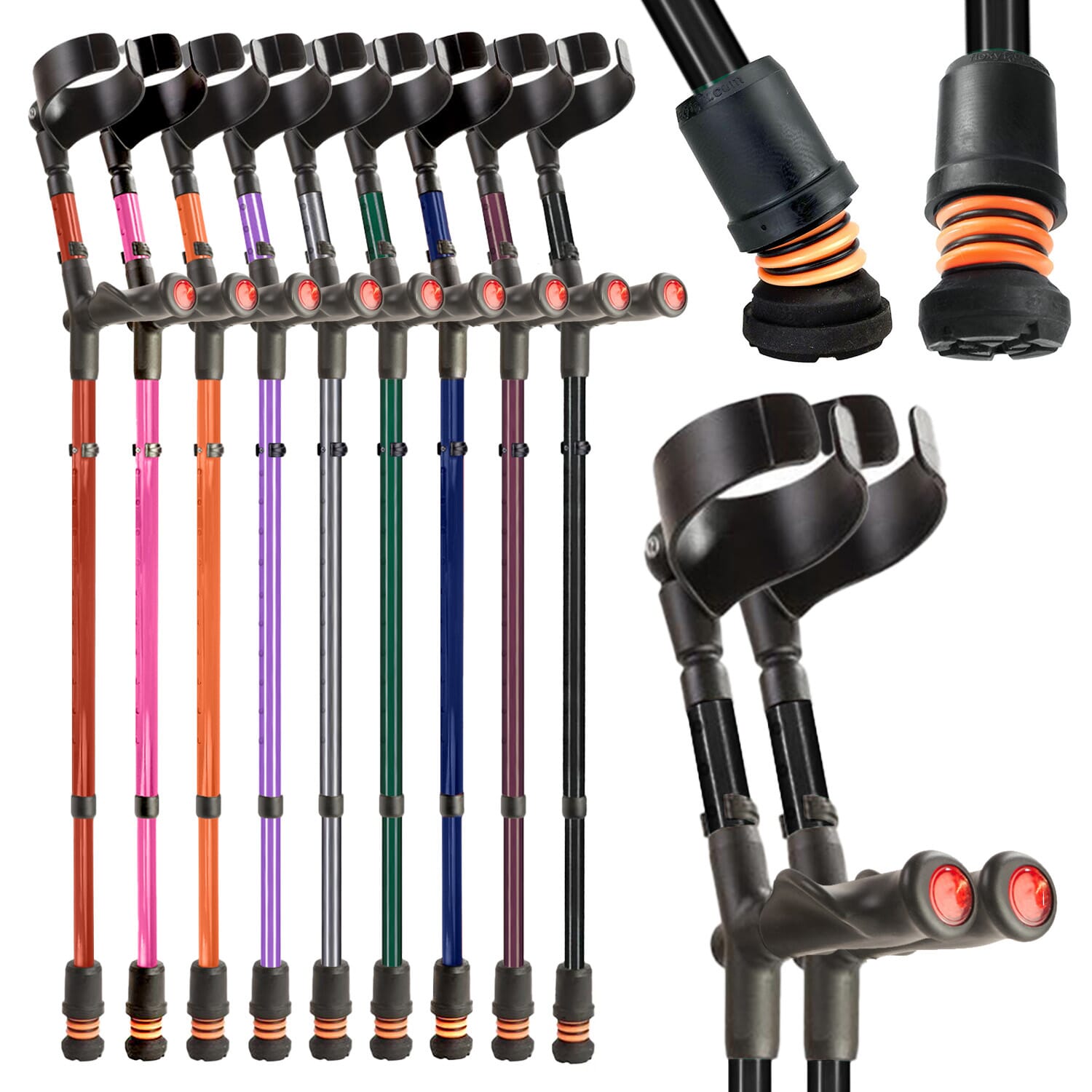 View Flexyfoot Comfort Grip Double Adjustable Crutches British Racing Green Pair information