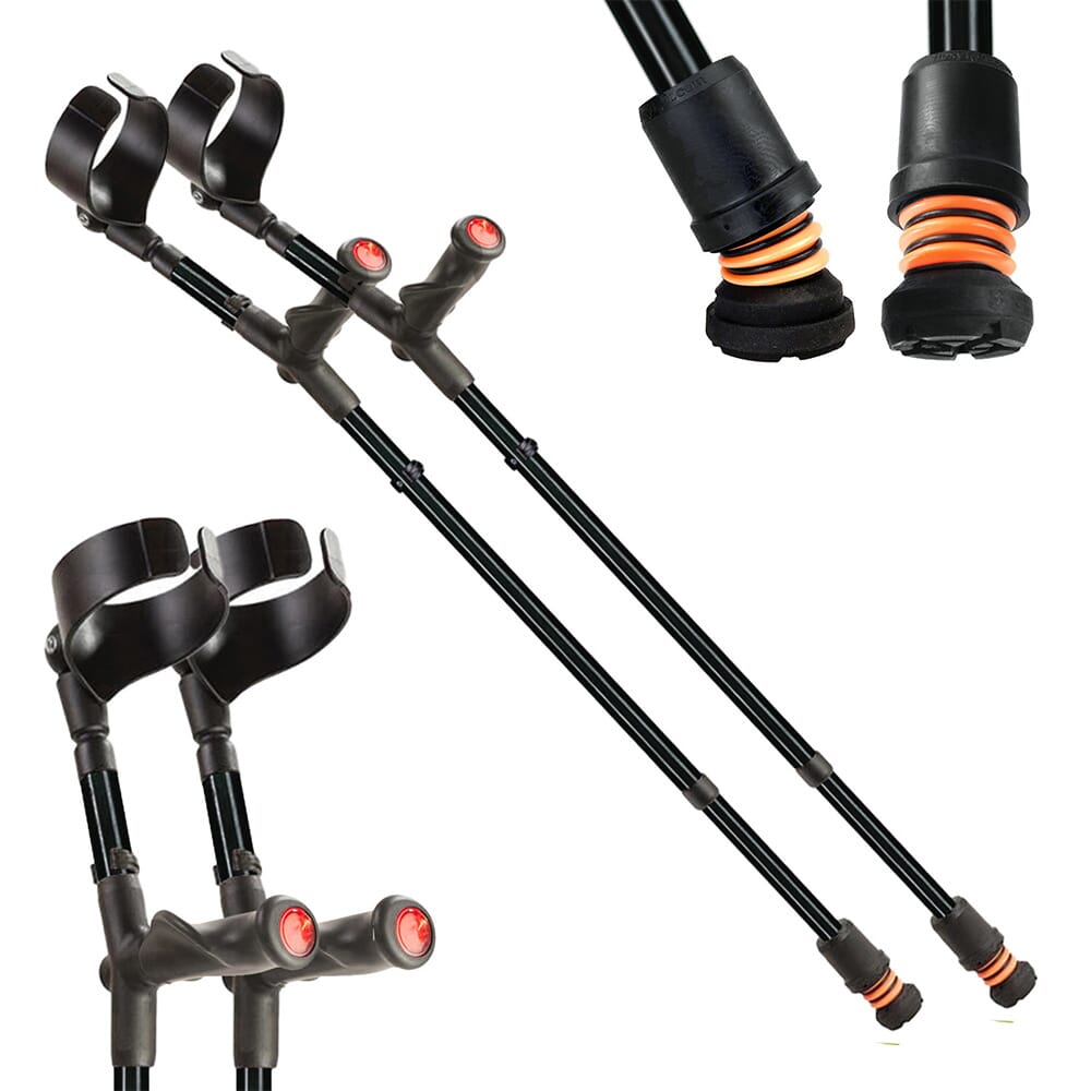 flexyfoot comfort grip double adjustable crutches black pair 2