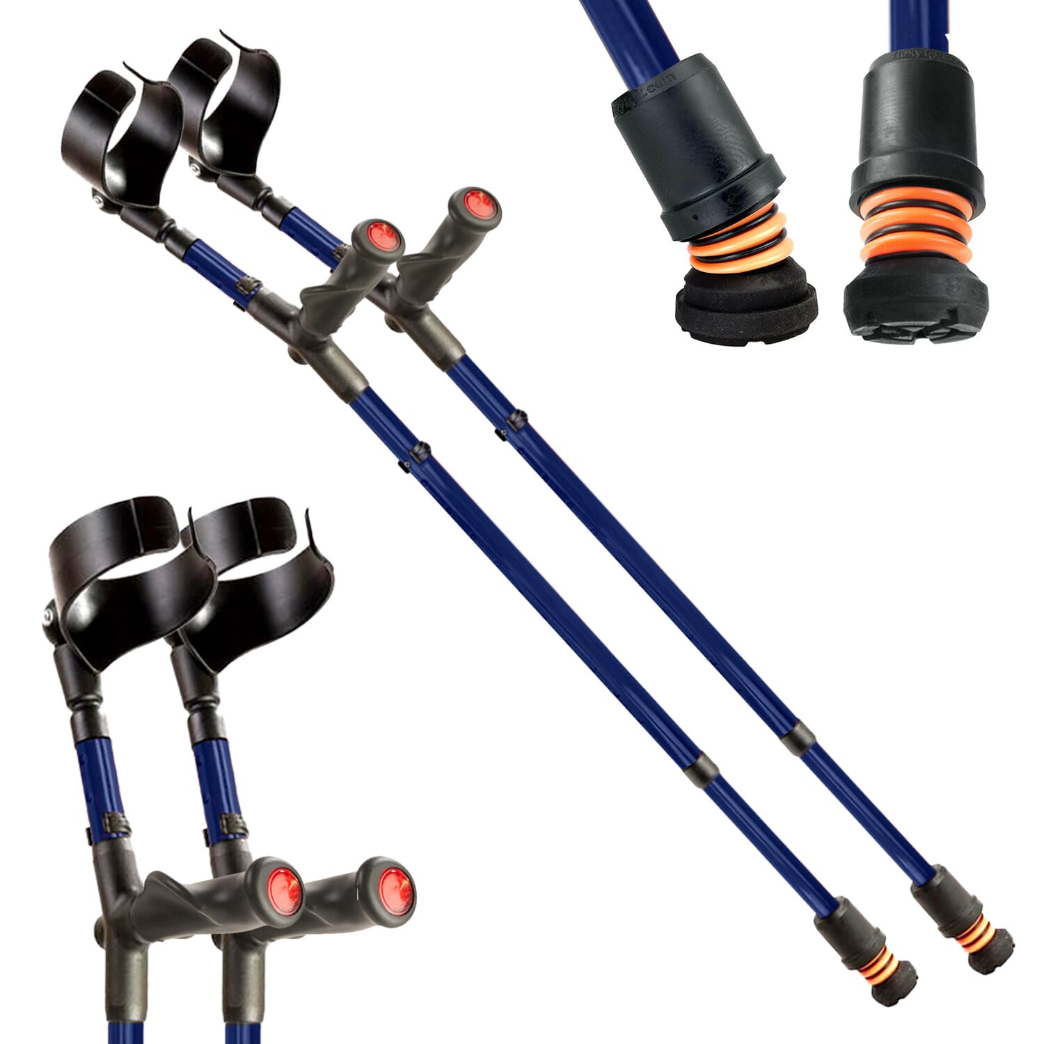 View Flexyfoot Comfort Grip Double Adjustable Crutches Blue Pair information