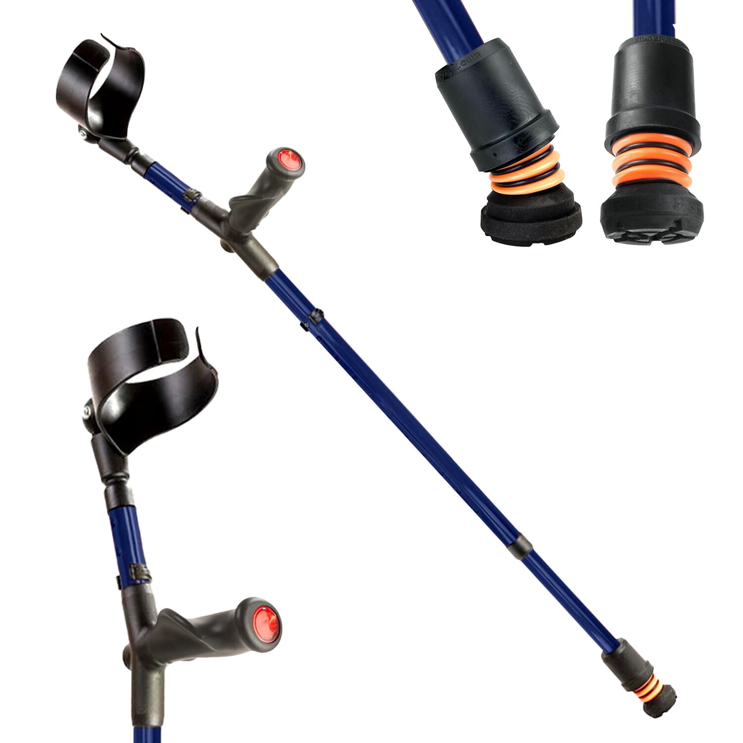 View Flexyfoot Comfort Grip Double Adjustable Crutches Blue Left information