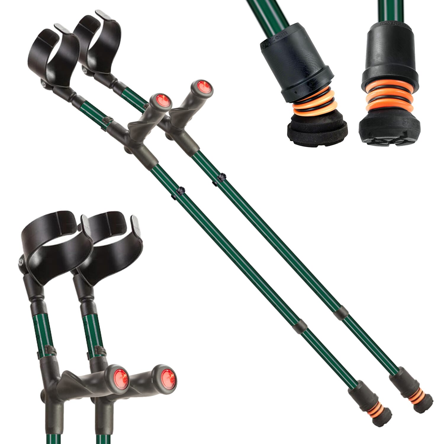 flexyfoot comfort grip double adjustable crutches british racing green pair 2