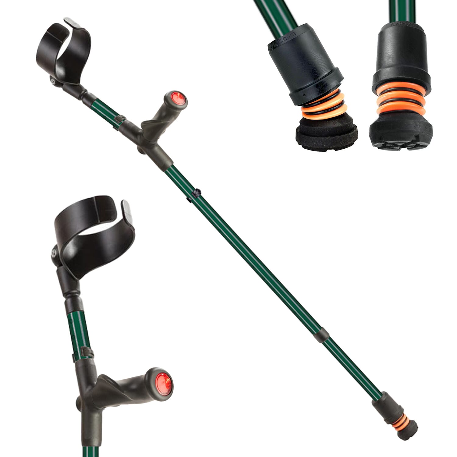 View Flexyfoot Comfort Grip Double Adjustable Crutches British Racing Green Left information
