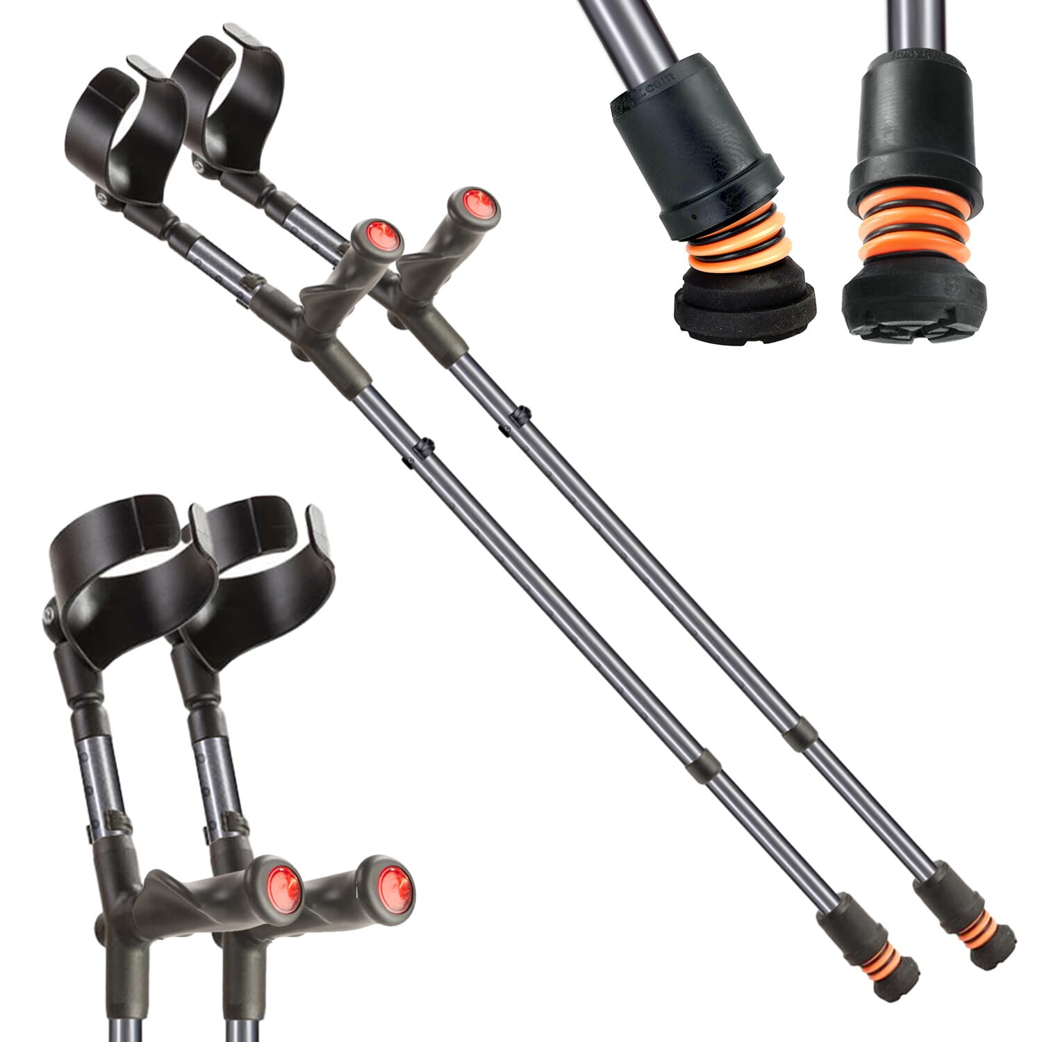 flexyfoot comfort grip double adjustable crutches grey pair