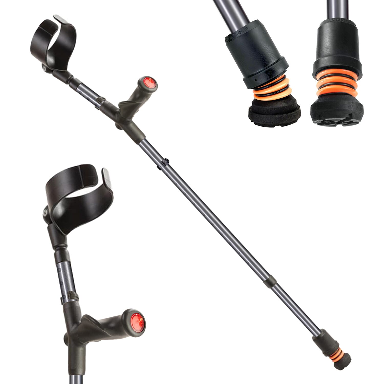View Flexyfoot Comfort Grip Double Adjustable Crutches Grey Right information