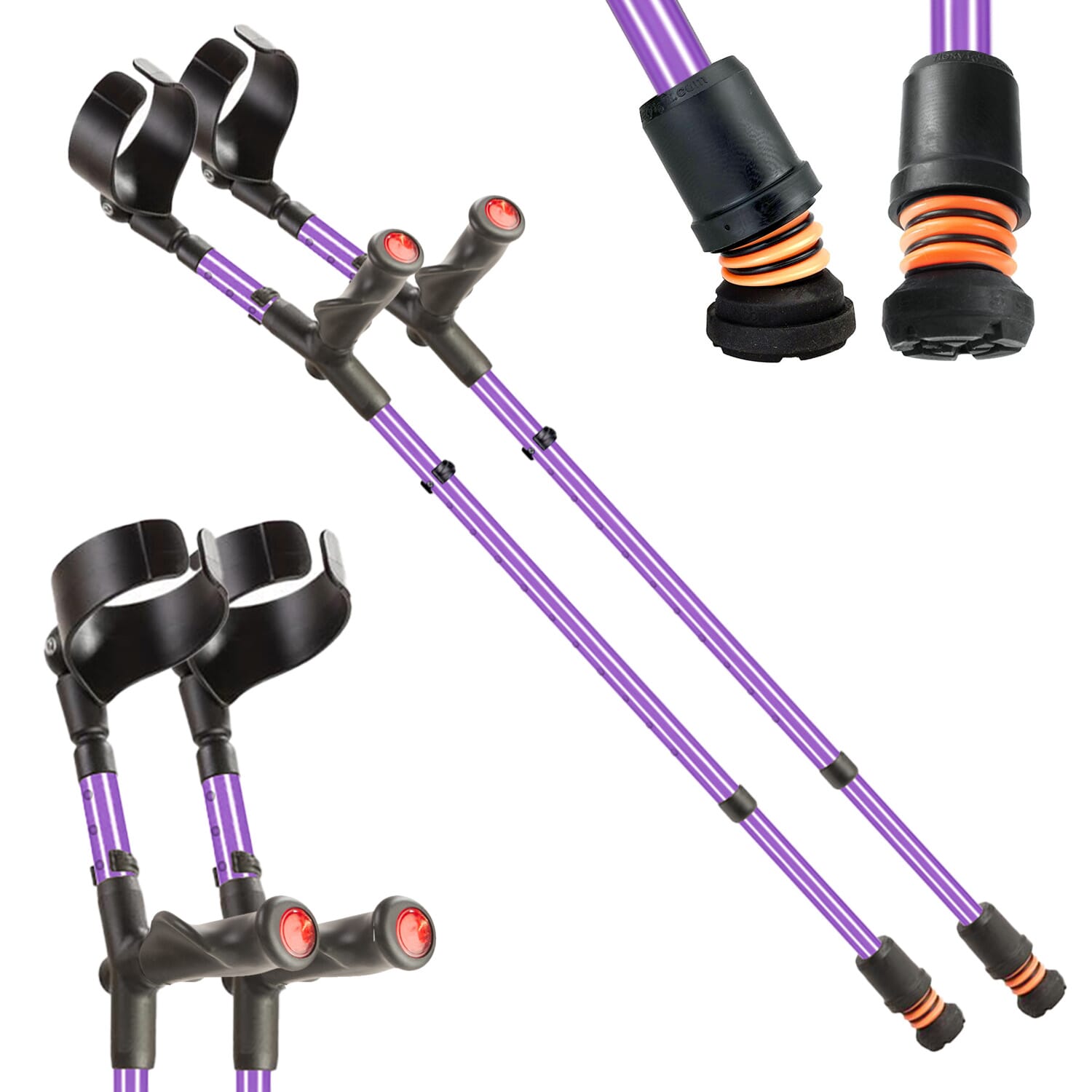 flexyfoot comfort grip double adjustable crutches lilac pair