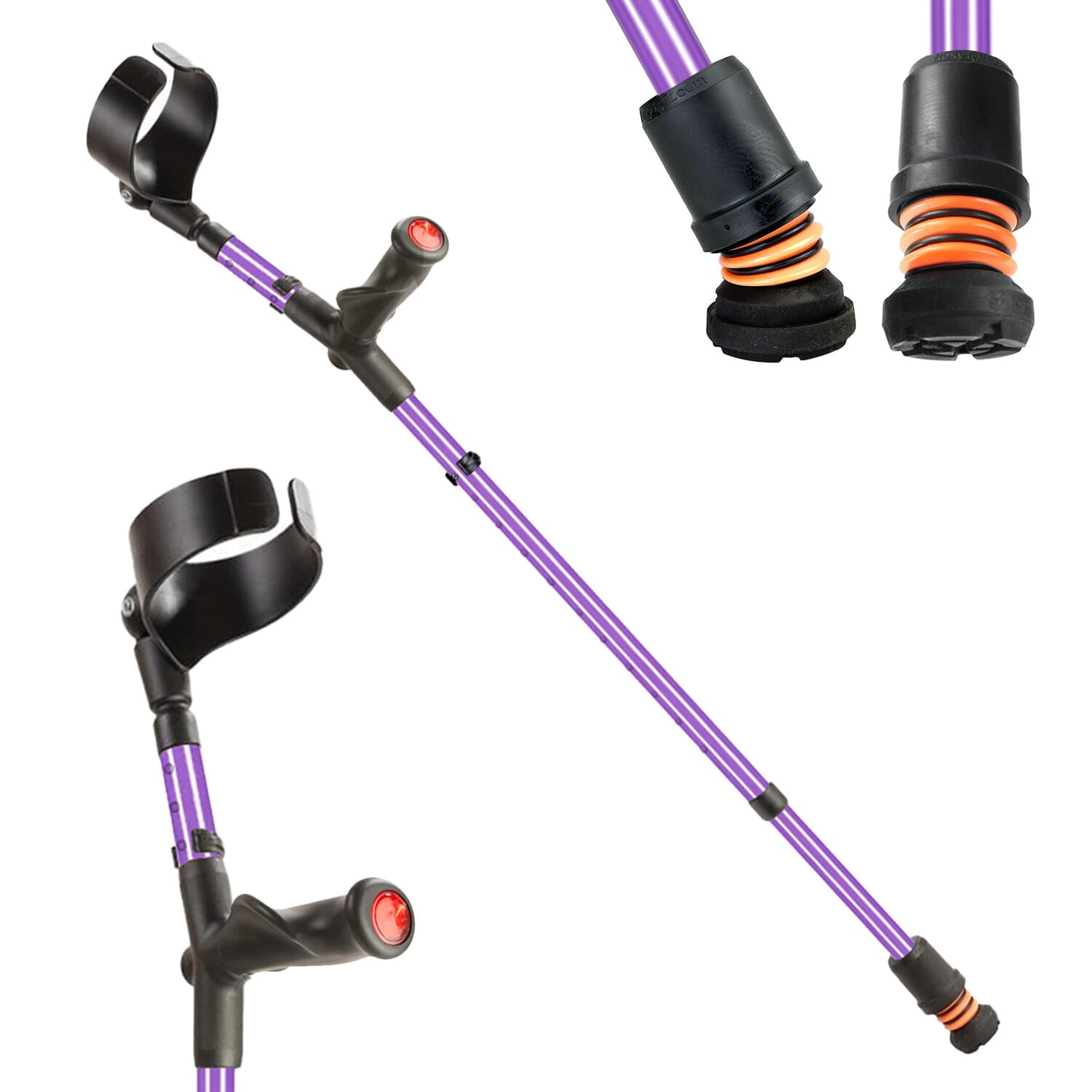 View Flexyfoot Comfort Grip Double Adjustable Crutches Lilac Right information