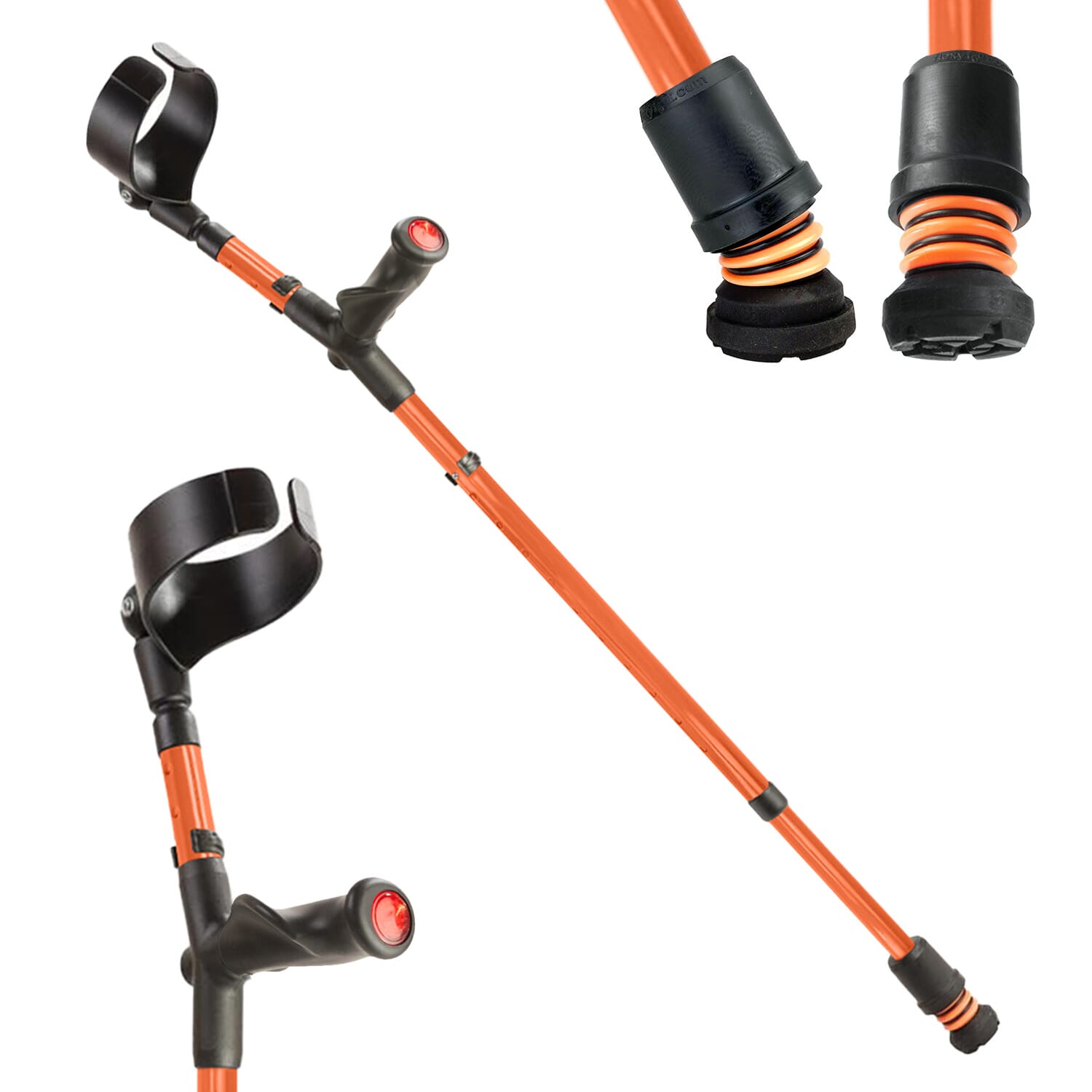 View Flexyfoot Comfort Grip Double Adjustable Crutches Orange Left information