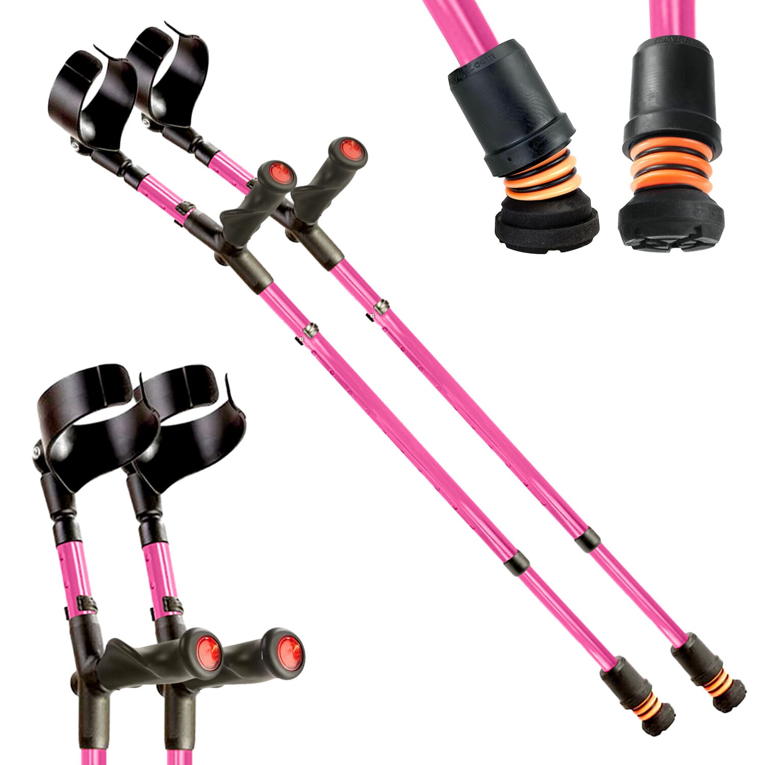 View Flexyfoot Comfort Grip Double Adjustable Crutches Pink Pair information