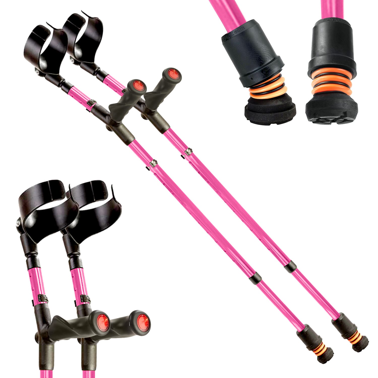 flexyfoot comfort grip double adjustable crutches pink pair 2