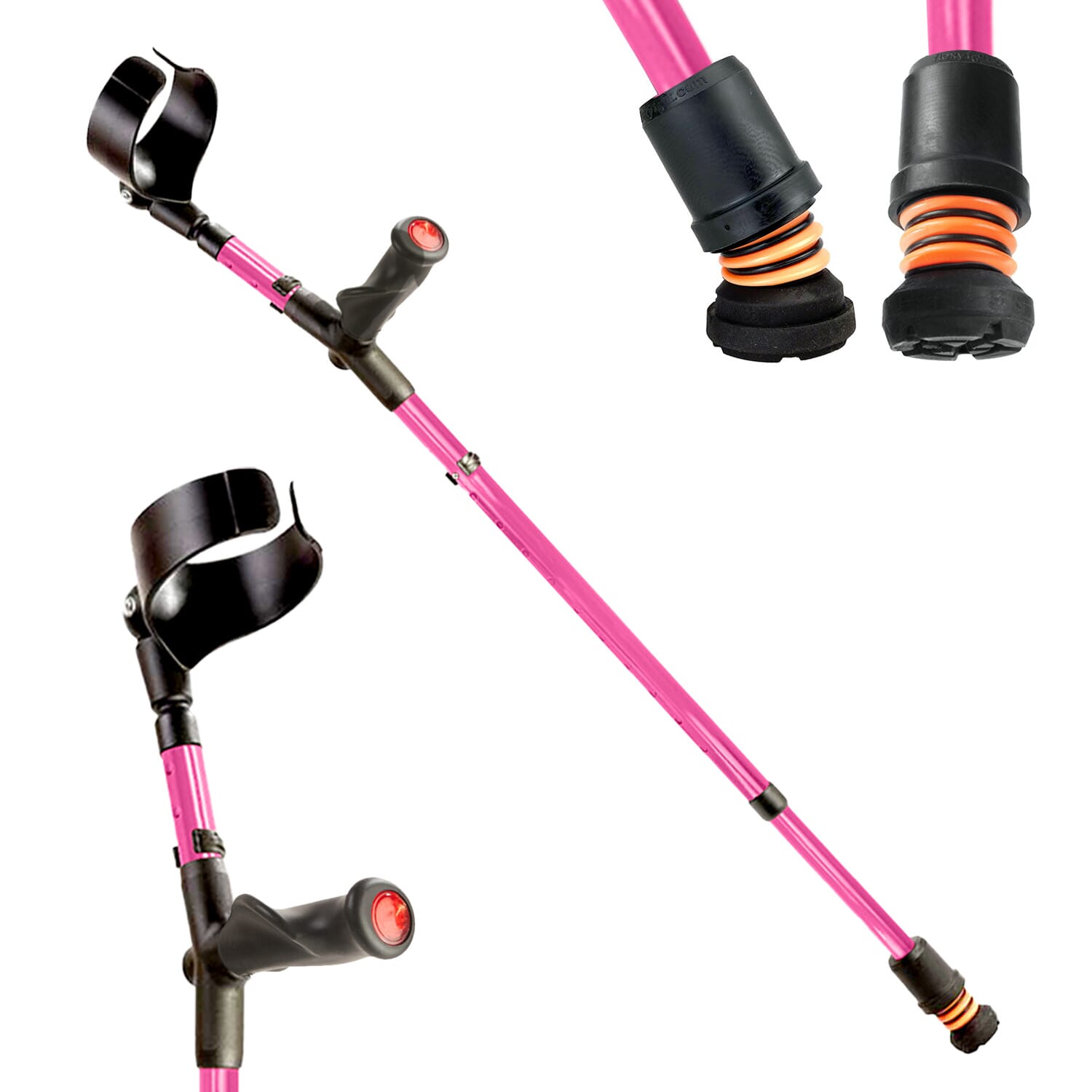 View Flexyfoot Comfort Grip Double Adjustable Crutches Pink Right information