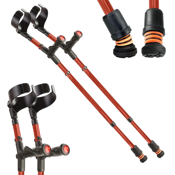 flexyfoot comfort grip double adjustable crutches red pair 2