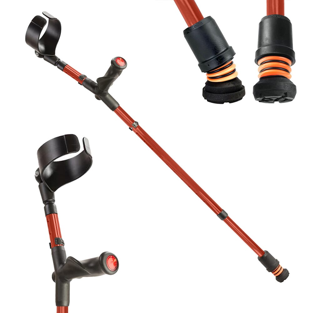 View Flexyfoot Comfort Grip Double Adjustable Crutches Red Left information