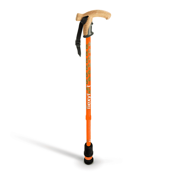 flexyfoot cork handle walking stick orange