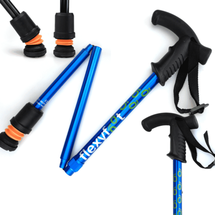 flexyfoot derby handle folding walking stick blue