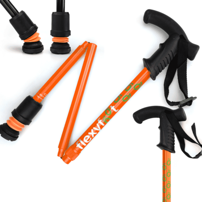 flexyfoot derby handle folding walking stick orange