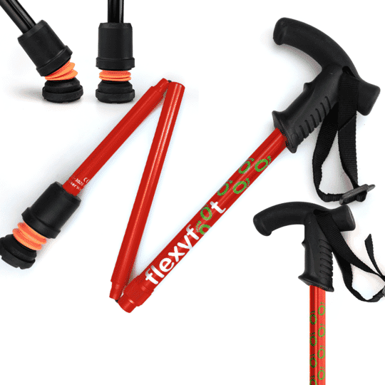 View Flexyfoot Derby Handle Folding Walking Stick Red information