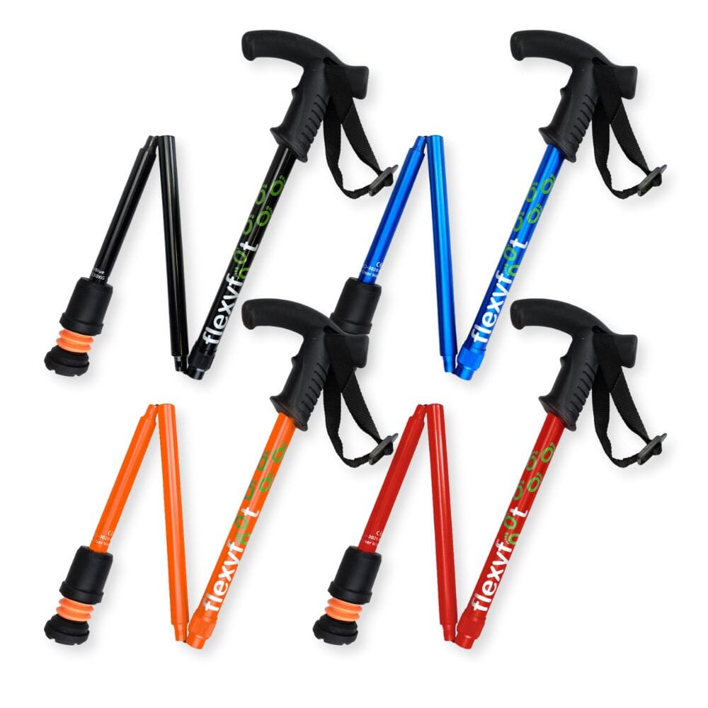 Flexyfoot Derby Handle Folding Walking Stick - Orange - Black from ...