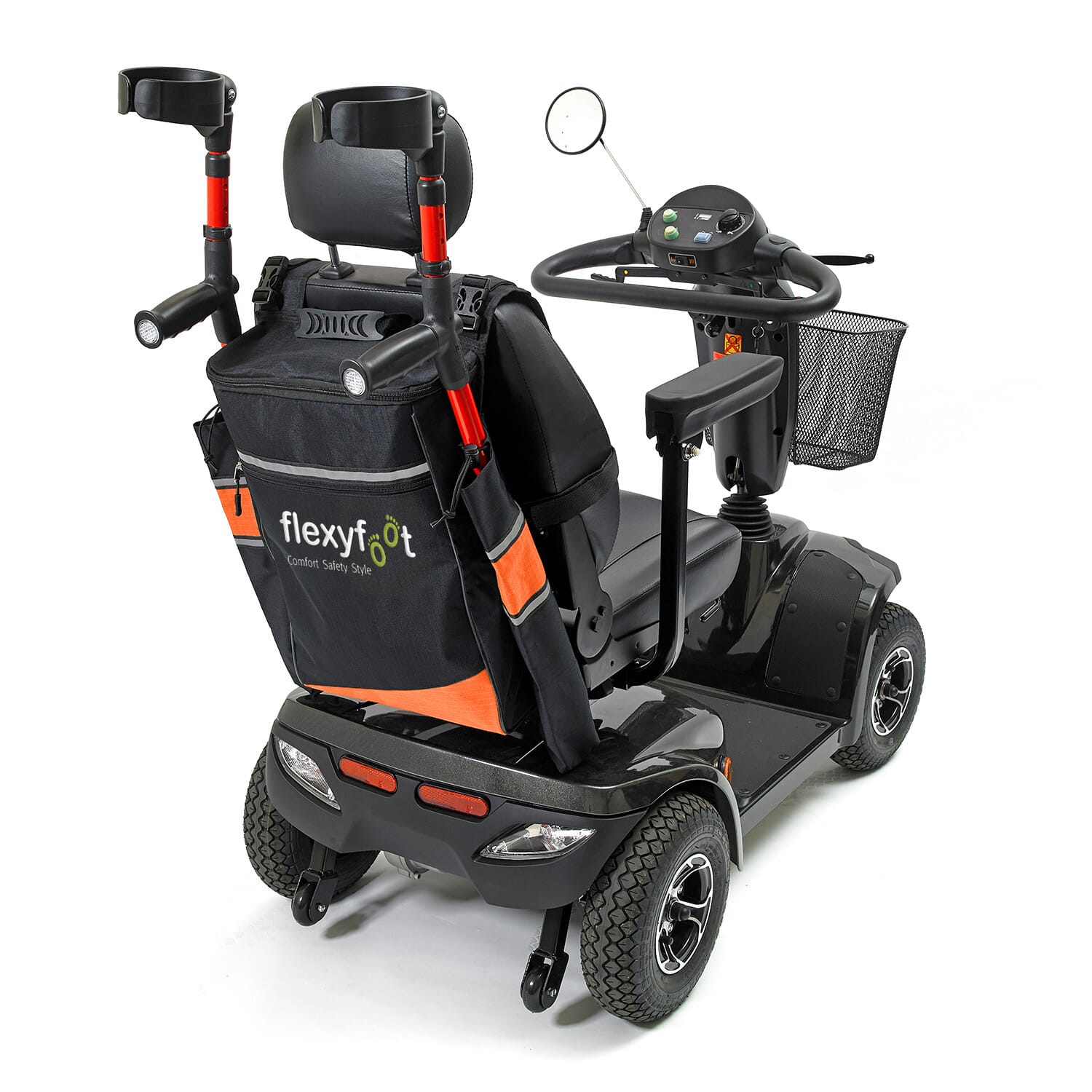 flexyfoot mobility crutch bag on scooter
