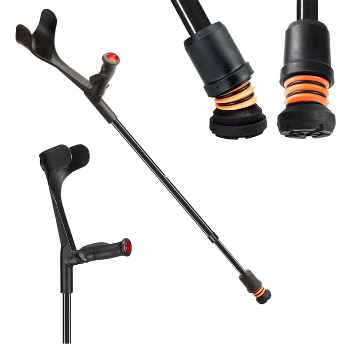 flexyfoot open cuff comfort grip crutch black right