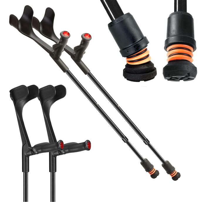 flexyfoot open cuff comfort grip crutches black pair 1