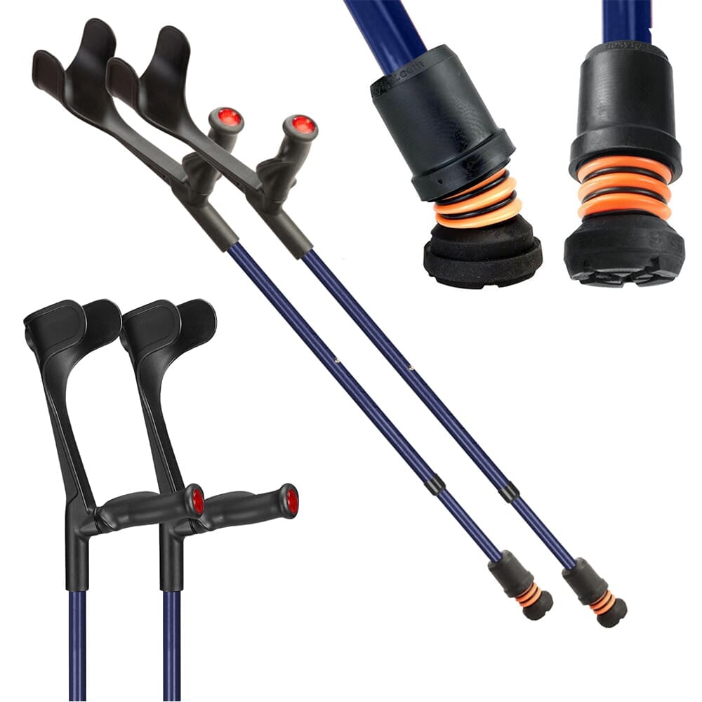flexyfoot open cuff comfort grip crutches blue pair