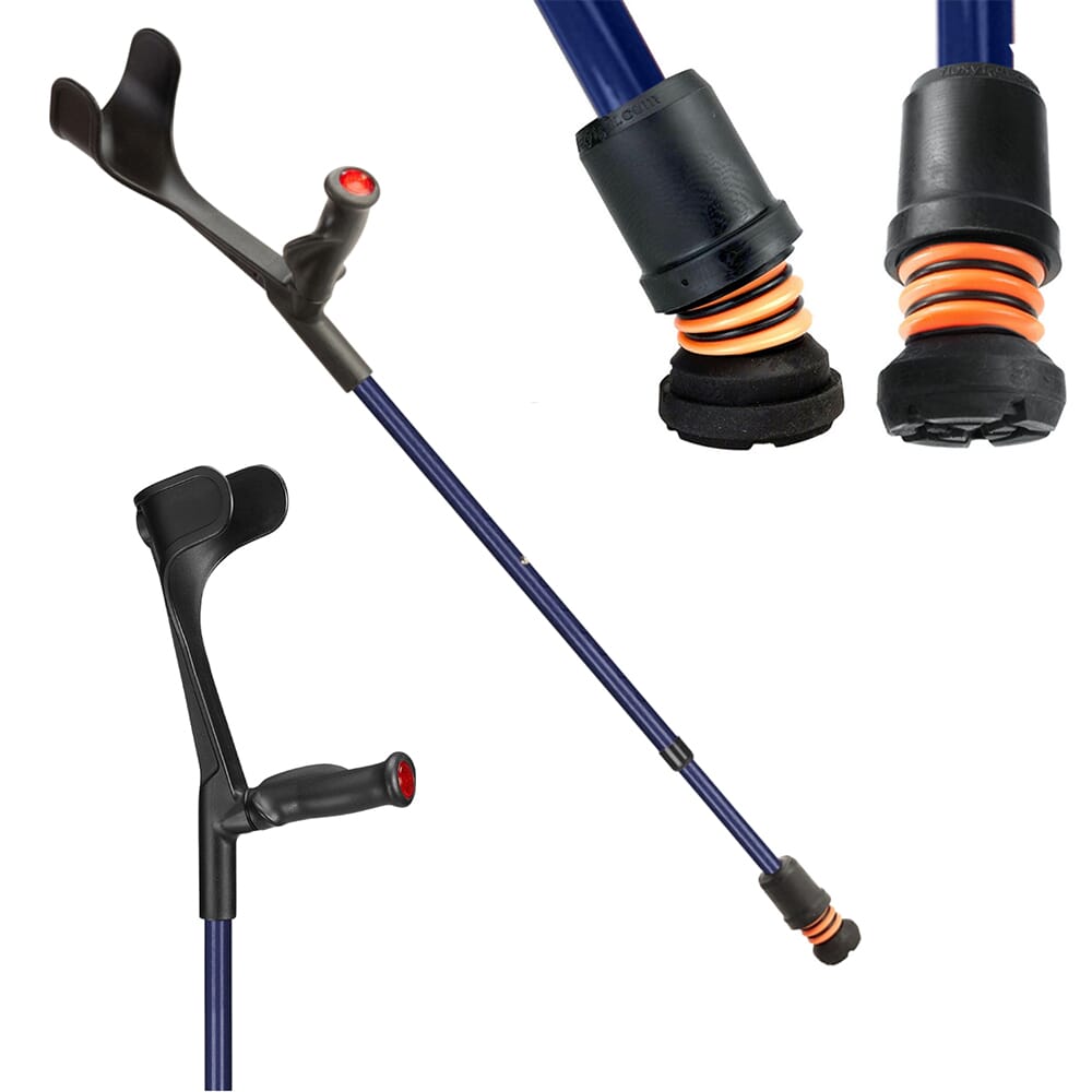 View Flexyfoot Open Cuff Comfort Grip Crutches Blue Left information