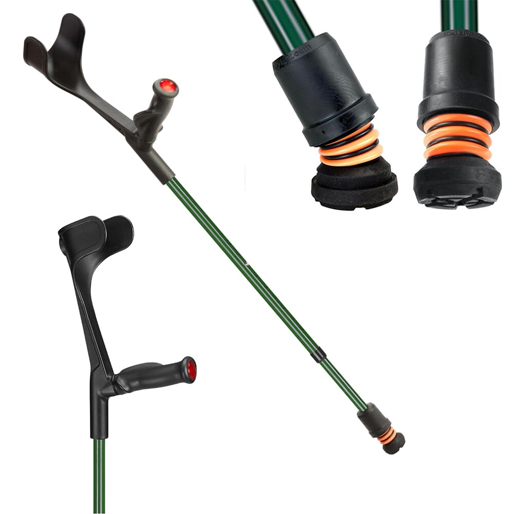 flexyfoot open cuff comfort grip crutches british racing green right 1