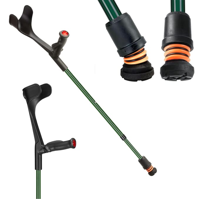 flexyfoot open cuff comfort grip crutches british racing green right