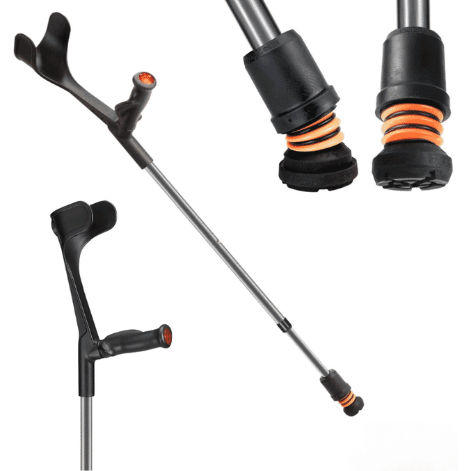 flexyfoot open cuff comfort grip crutches grey right