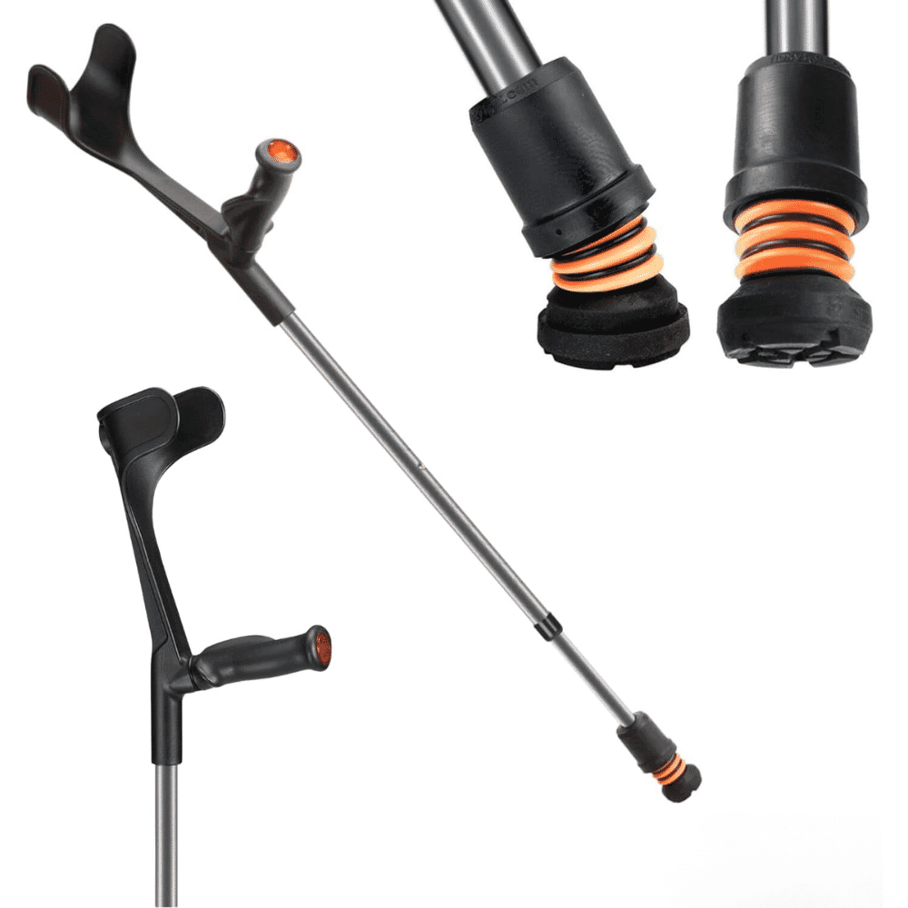 flexyfoot open cuff comfort grip crutches grey right